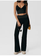 Polka Dot Lace Cami & Flare Pants 2 Piece Set