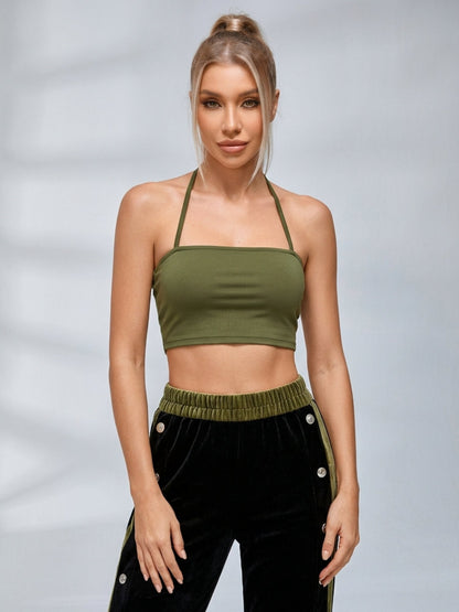 Velvet Stand Collar Jacket Side Snap Wide Leg Pants Tube Top 3 Piece Set