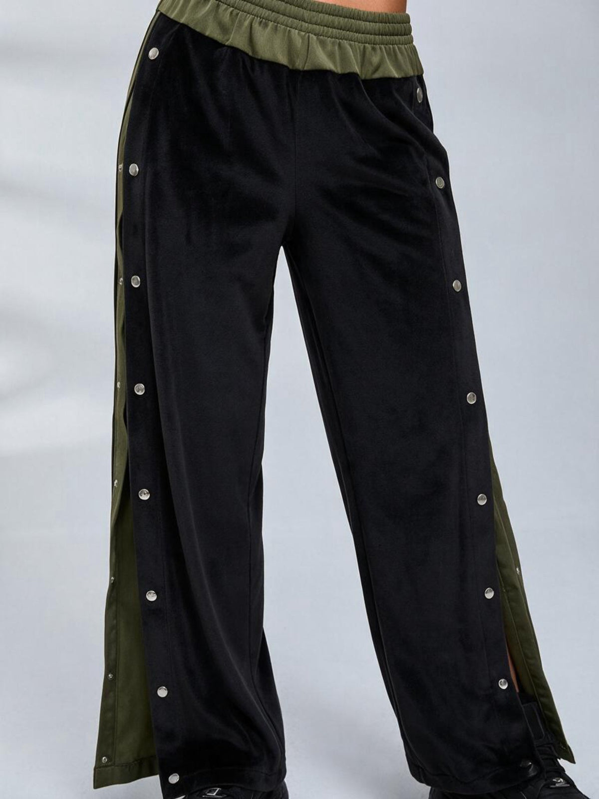 Velvet Stand Collar Jacket Side Snap Wide Leg Pants Tube Top 3 Piece Set