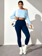 Off Shoulder Crop Top & High Waist Leggings 3 Piece Set