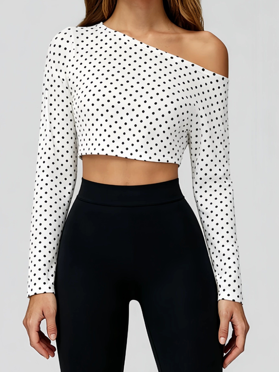 Polka Dot Long Sleeve Yoga 3 Piece Outfit