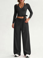 Halter Tie Waist 3 Piece Wide Leg Pant Set