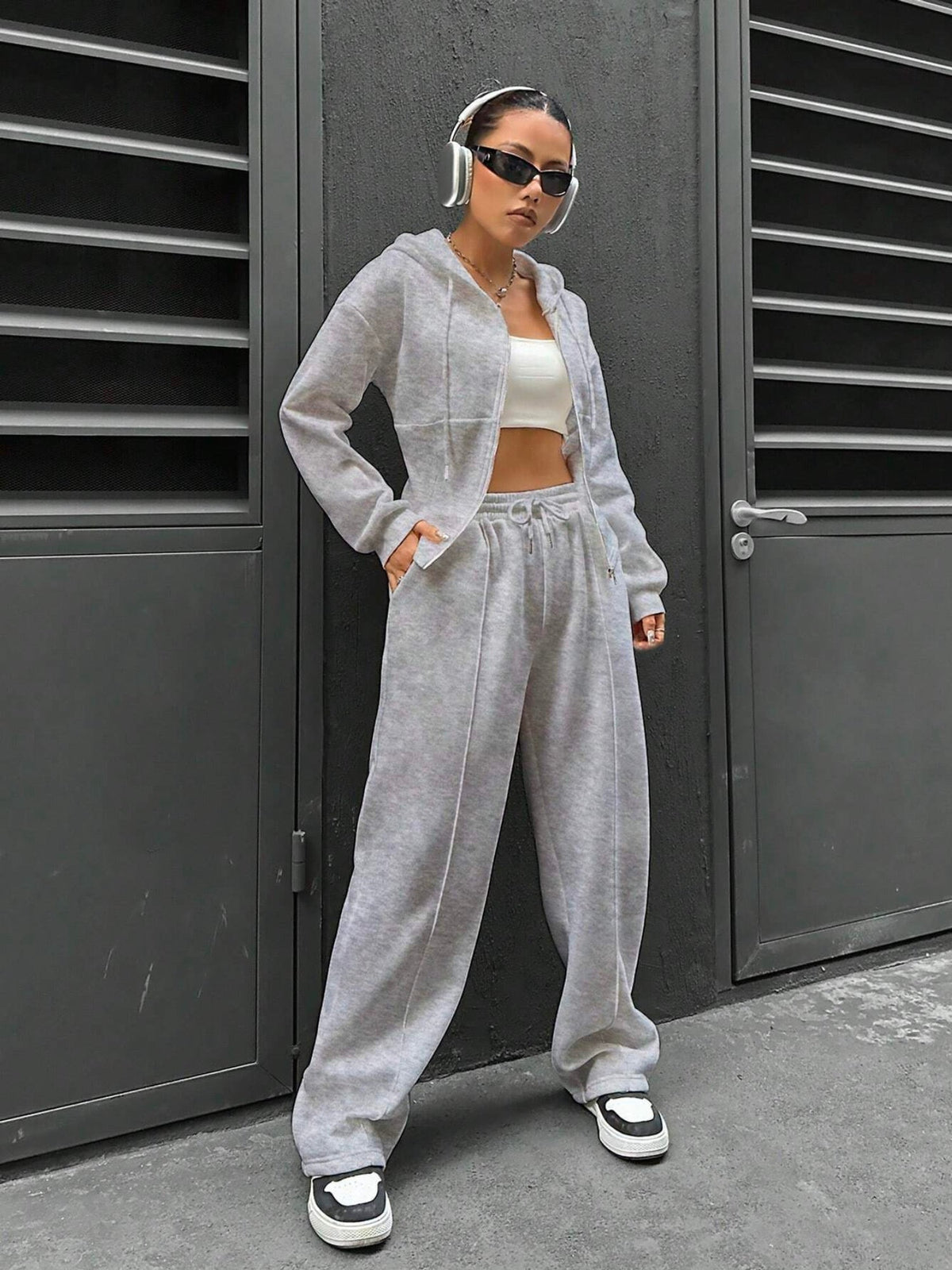 Casual Hooded Tracksuit Soft Loose 2 Piece Outfit
