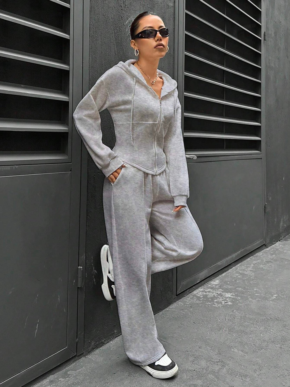 Casual Hooded Tracksuit Soft Loose 2 Piece Outfit