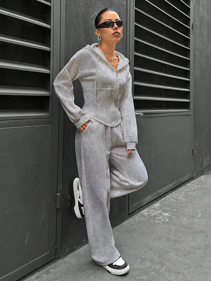 Casual Hooded Tracksuit Soft Loose 2 Piece Outfit