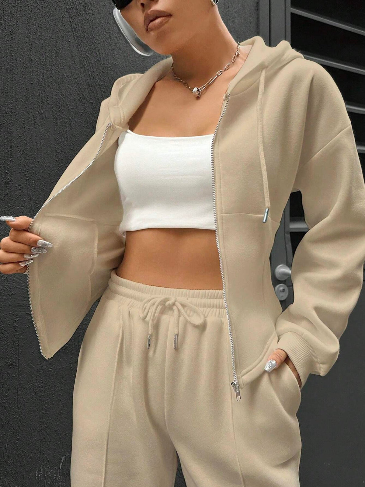 Casual Hooded Tracksuit Soft Loose 2 Piece Outfit