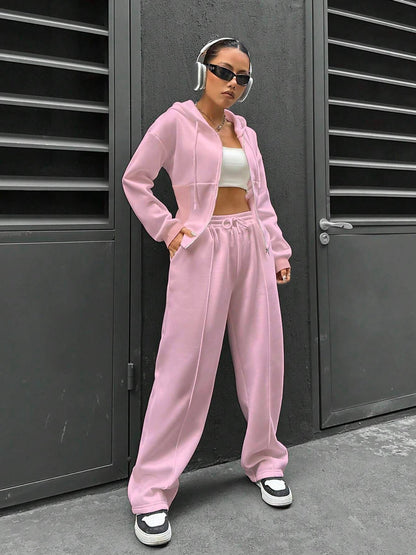 Casual Hooded Tracksuit Soft Loose 2 Piece Outfit