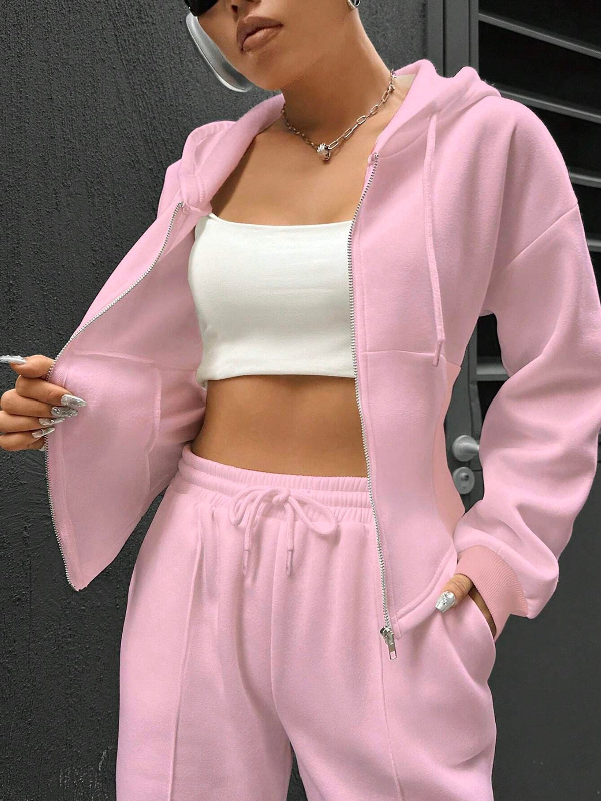 Casual Hooded Tracksuit Soft Loose 2 Piece Outfit