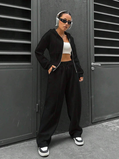 Casual Hooded Tracksuit Soft Loose 2 Piece Outfit