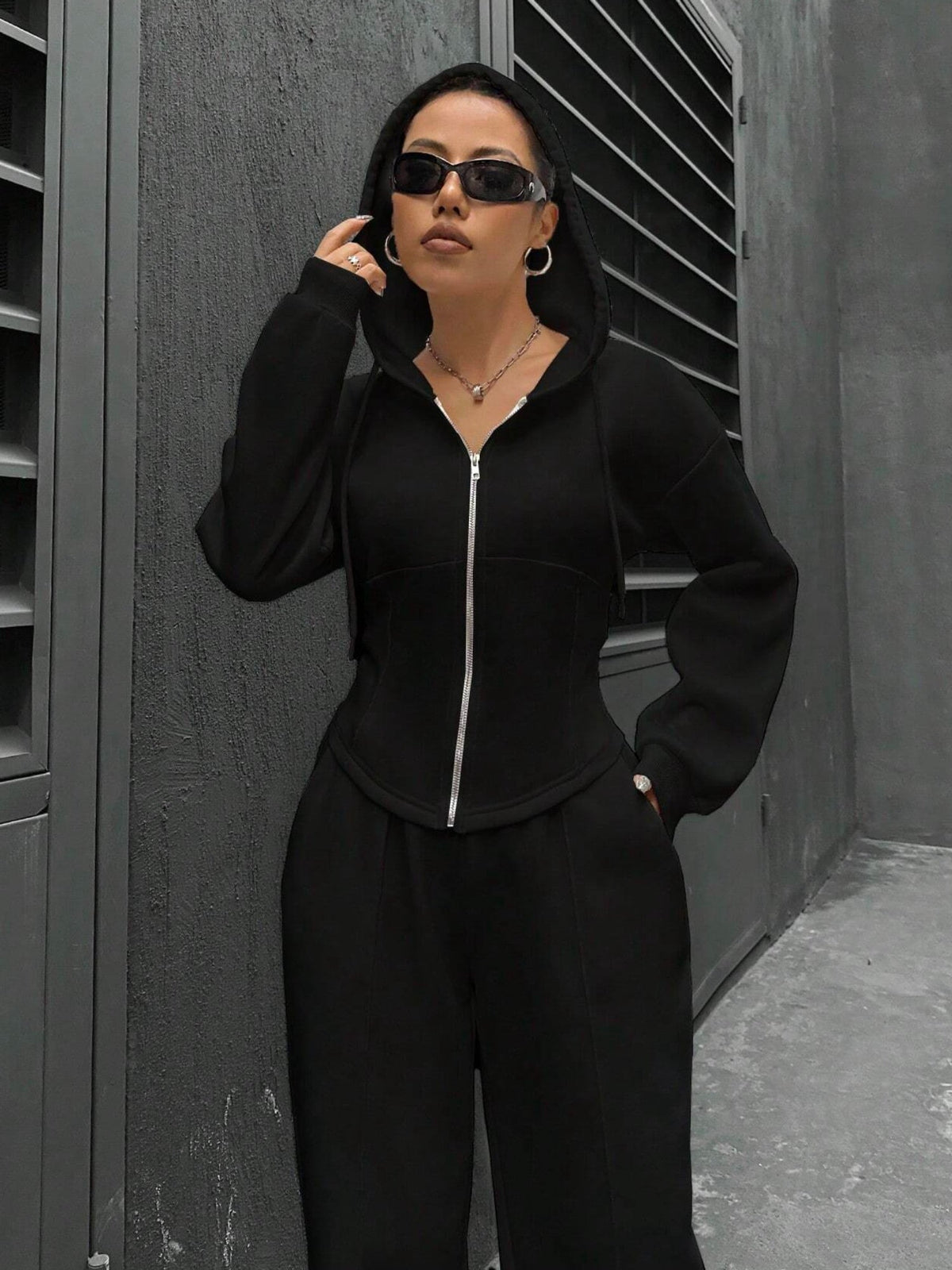 Casual Hooded Tracksuit Soft Loose 2 Piece Outfit