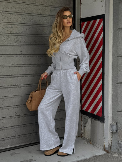 Zip Hoodie Wide Leg Pant 2 Piece Tracksuit
