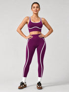 Seamless Contrast Trim 2 Piece Yoga Outfit