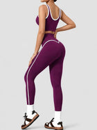 Seamless Contrast Trim 2 Piece Yoga Outfit