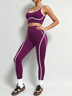 Seamless Contrast Trim 2 Piece Yoga Outfit