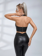 High Waist Shiny Leather Look Workout Outfit