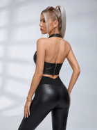 High Waist Shiny Leather Look Workout Outfit