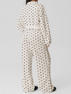 Polka Dot Cropped Sweatshirt Wide Leg Pants 2 Piece Set