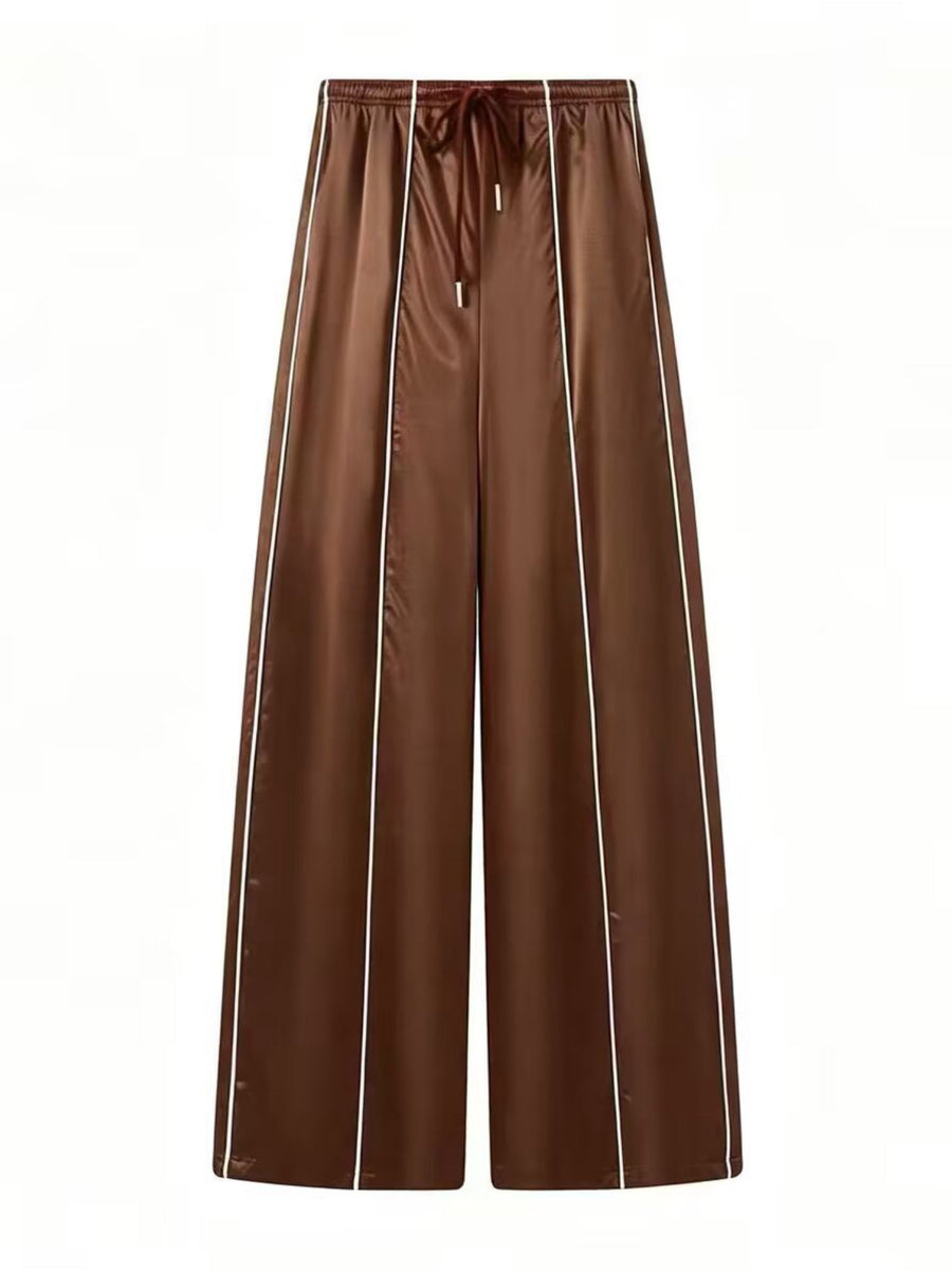 Satin Track Suit Side Stripe 2 Piece Outfit