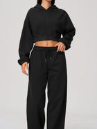 Long Sleeve Zip Up Hoodie & Loose Wide Leg Sweatpants
