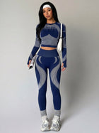 Sculpting Patterned Activewear Crop Top & Leggings Set