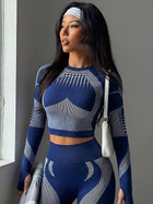 Sculpting Patterned Activewear Crop Top & Leggings Set