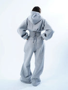 Women's Oversized Hooded Sweatshirt, Corset, and Wide-Leg Sweatpants Three-Piece Set