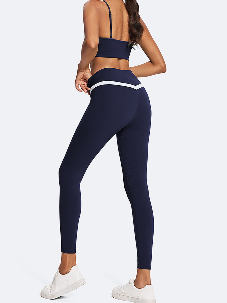 Women's Contrast Stripe Sports Bra & Leggings Set