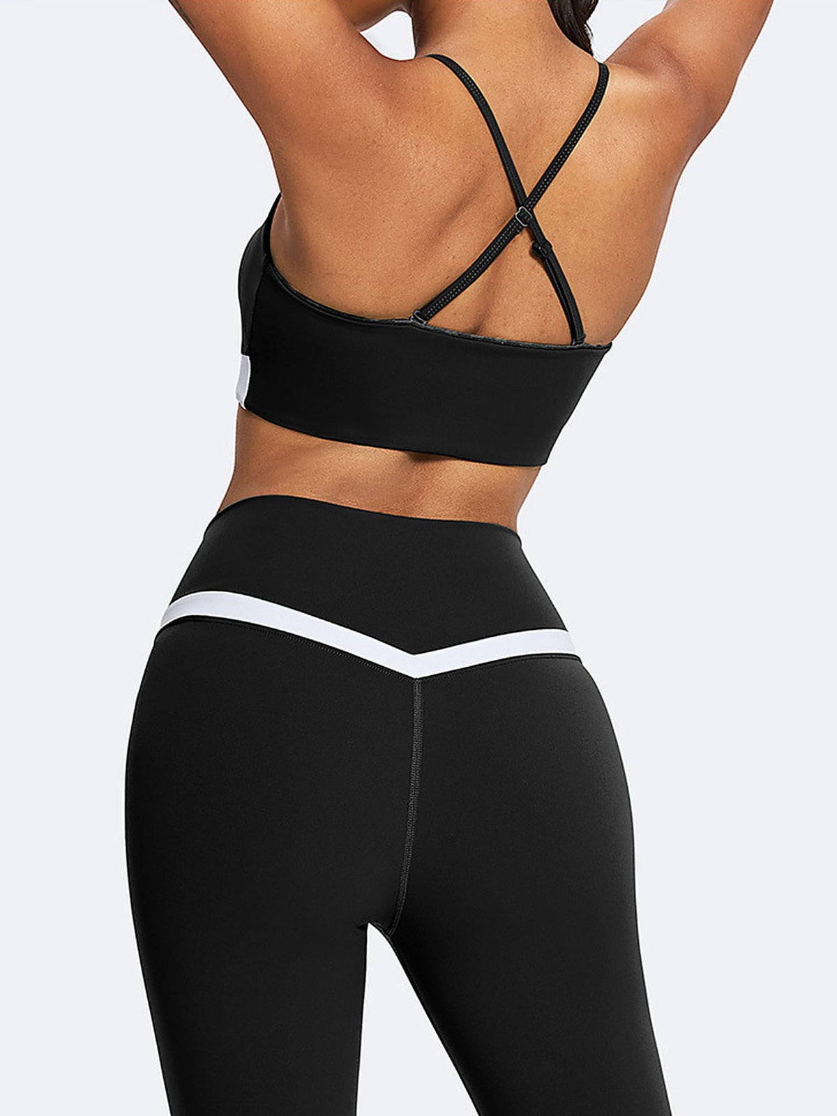 Women's Contrast Stripe Sports Bra & Leggings Set