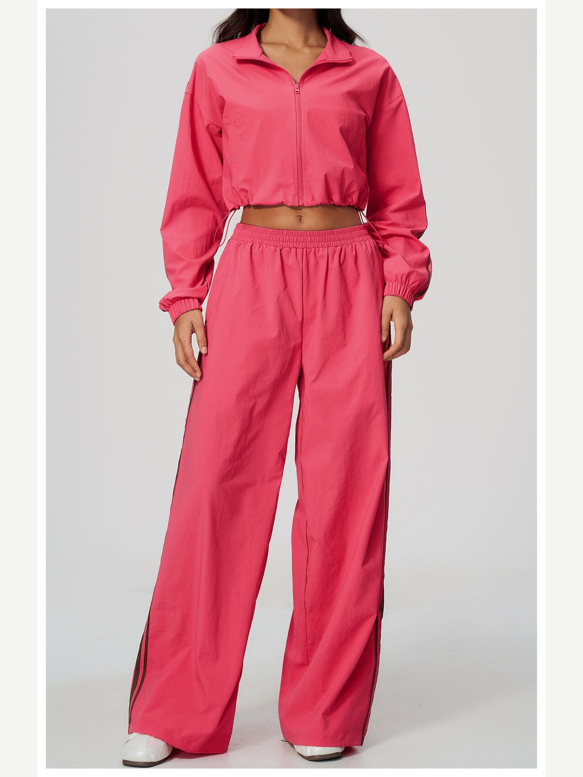 Women's Two-Piece Contrast Stripe Tracksuit Set