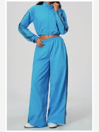 Women's Two-Piece Contrast Stripe Tracksuit Set