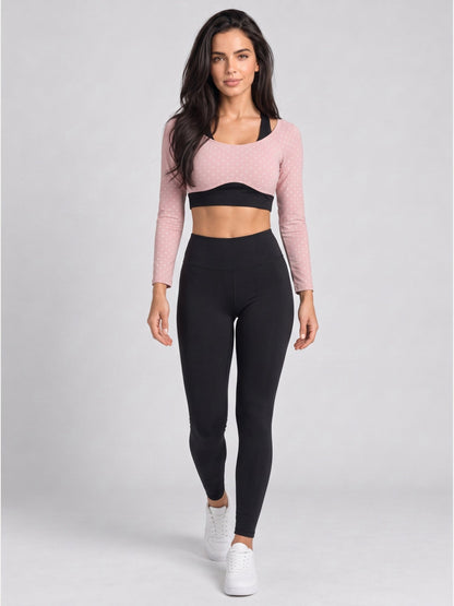 Long Sleeve Crop Top & High Waist Leggings Set
