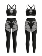 Sheer Mesh Crisscross Bra and Leggings Set