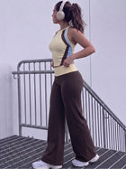Two-Piece Halter Crop Top and Wide-Leg Trousers Set