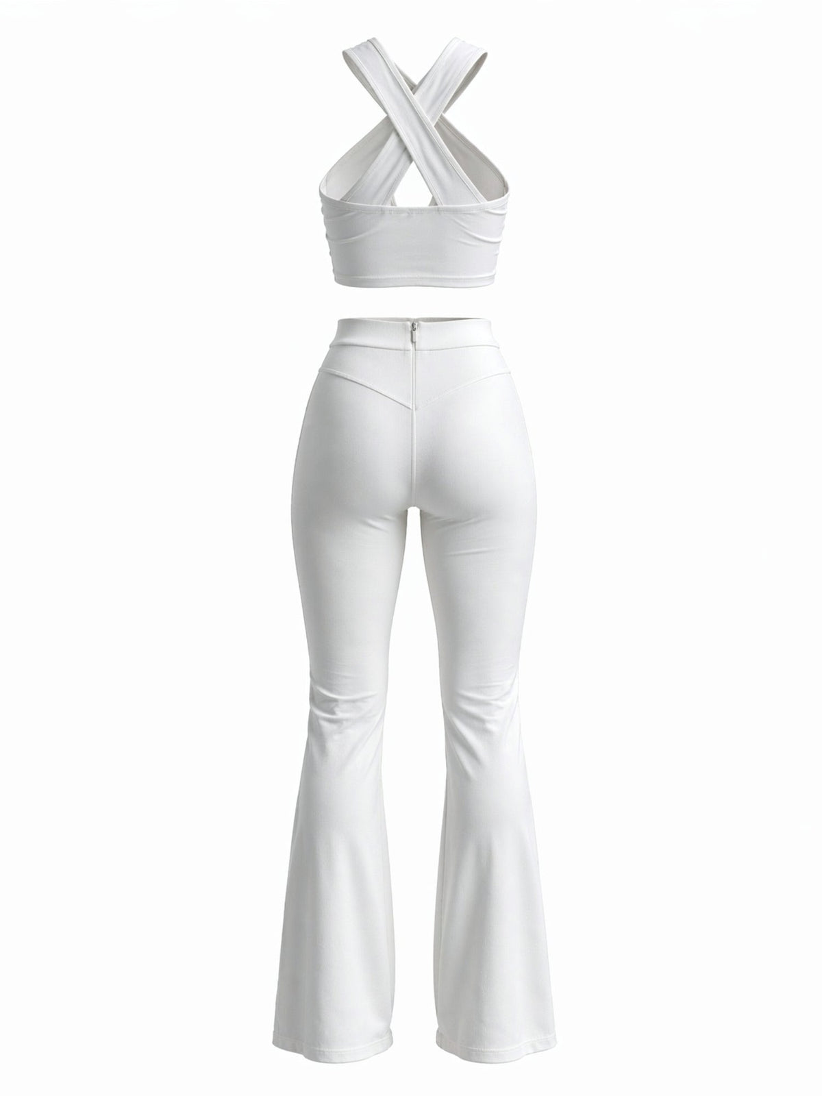 Crisscross Halter Crop Top & Flare Leggings Set