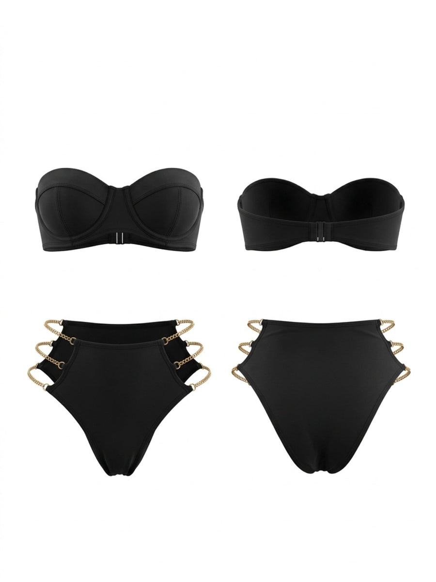 Strapless Chain Decor Two Piece Bikini