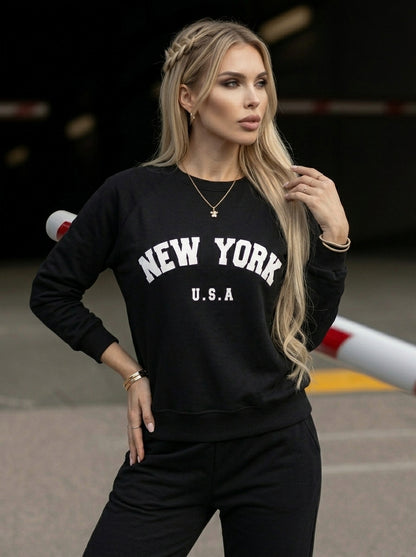 Feamle Letters Print Fleece Hoodie