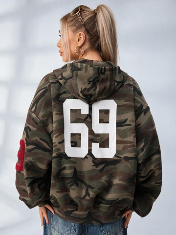 Feamle Pocket Camouflage Hoodie