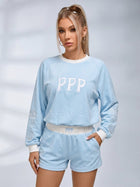 American Vintage Embroidery Loose Color Block Sweatshirt