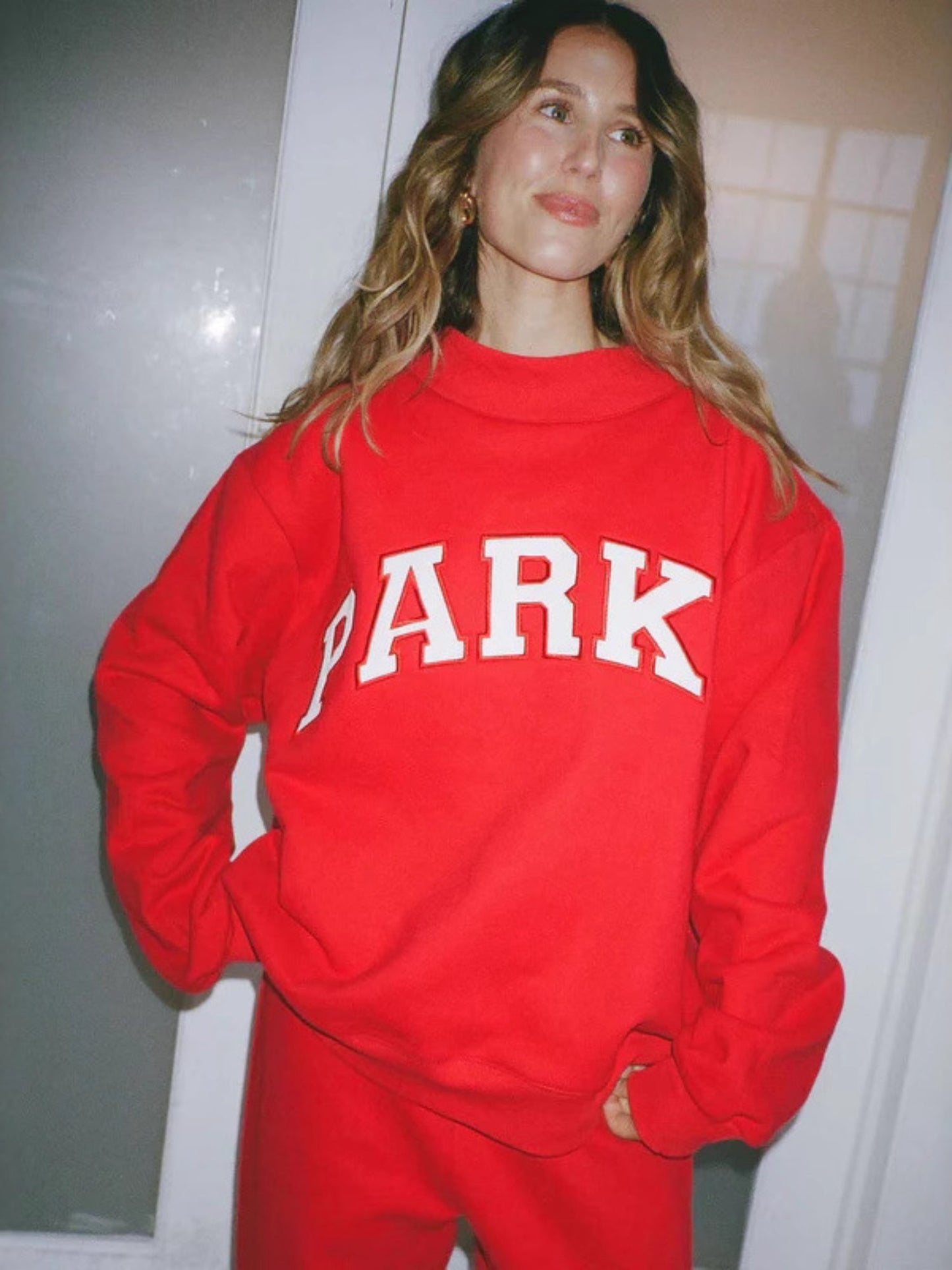 Letter Print Mock Neck Long Sleeve Top
