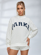 Polka Dot Letter Mock Neck Oversized Sweatshirt