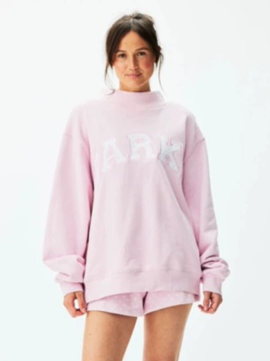 Polka Dot Letter Mock Neck Oversized Sweatshirt