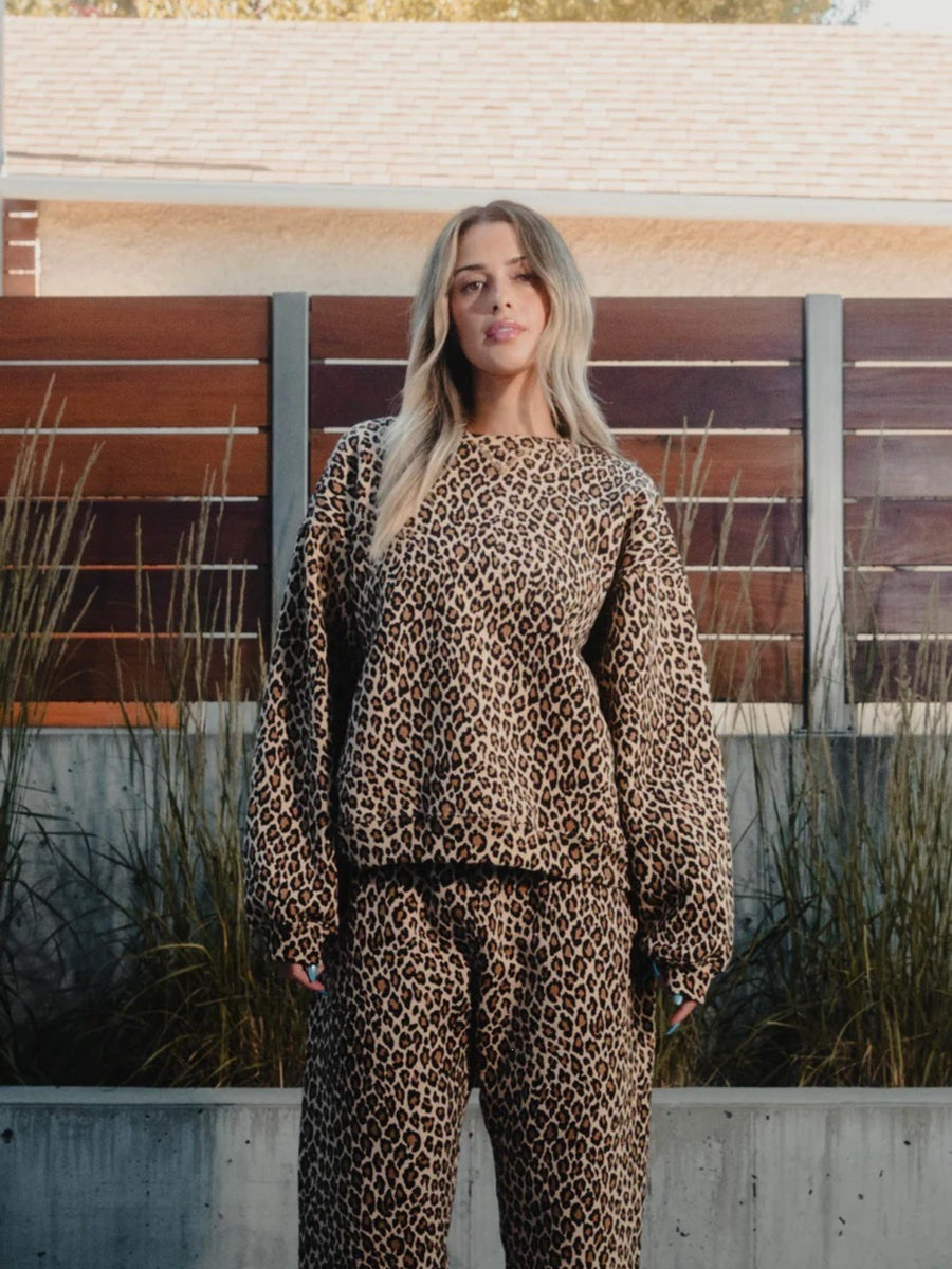 All Over Leopard Print Zip Up Hooded Jacket