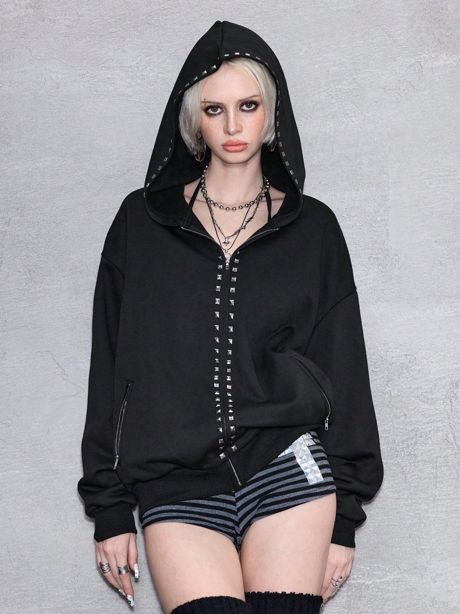 Back Cross Text Print Oversized Hoodie