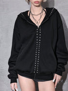 Back Cross Text Print Oversized Hoodie