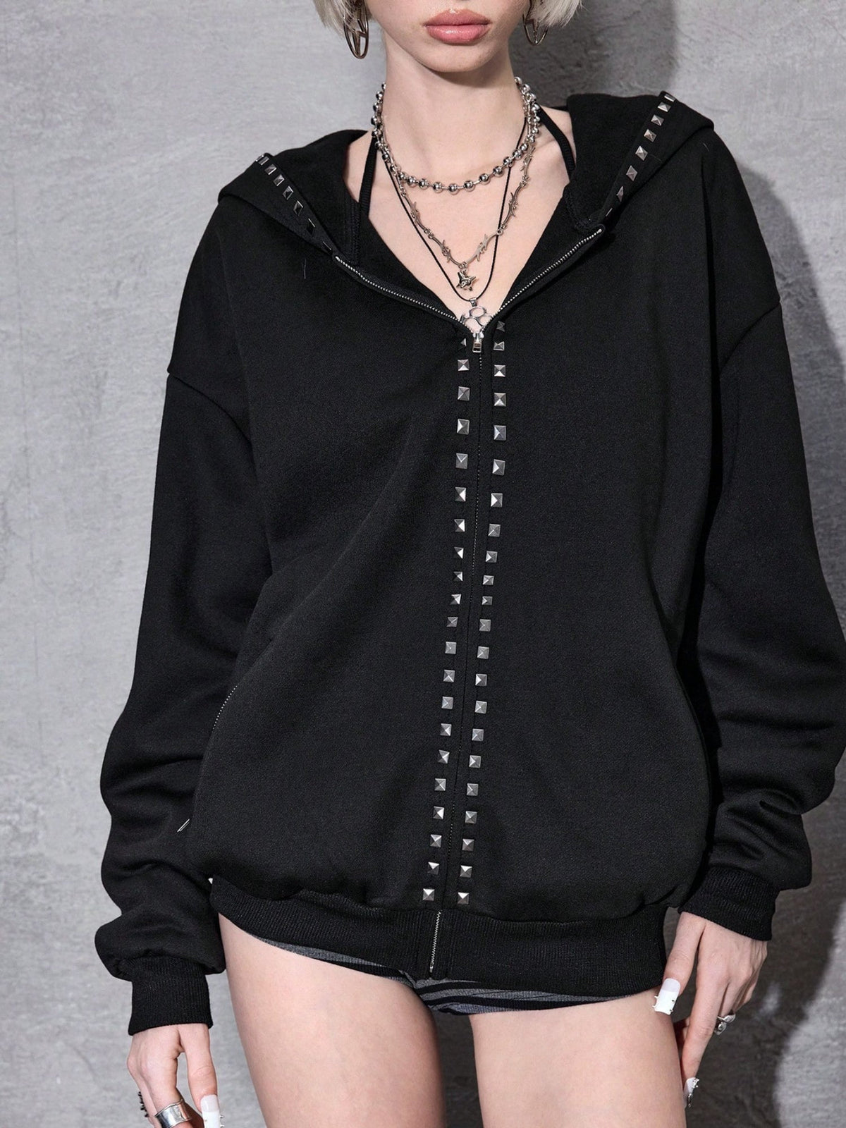 Back Cross Text Print Oversized Hoodie