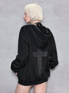 Back Cross Text Print Oversized Hoodie