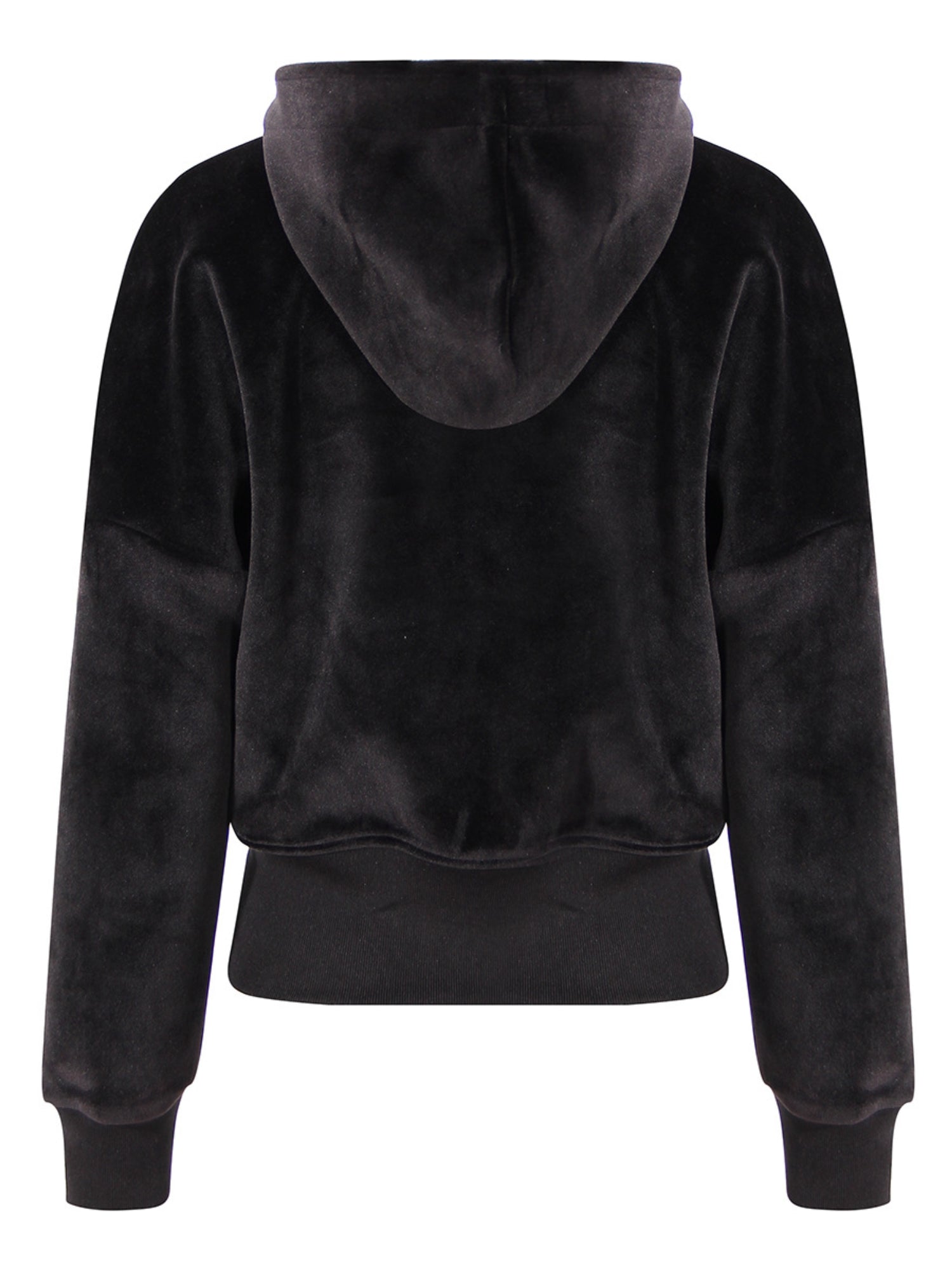 Velvet Multi-Zipper Waist Cinched Cropped Hooded Jacket