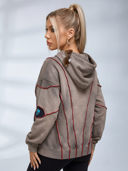 Vintage Distressed Multi-Eye Patchwork Hoodie