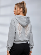 Lace Wing Back Embossed Cropped Hoodie