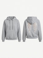 Lace Wing Back Embossed Cropped Hoodie